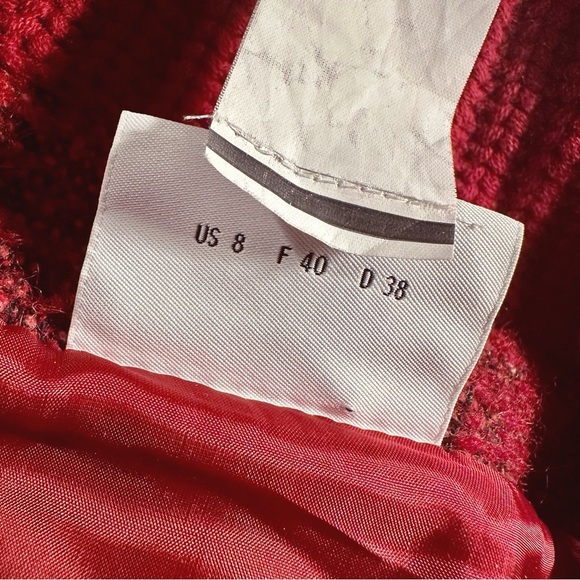 Akris Punto RARE Red Wool & Mohair-Blend Button-Up Coat with Cashmere Knit Trim - Picture 6 of 16